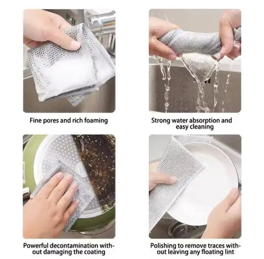 Pack of 10 Kitchen Steel Mesh Wire Cleaning Cloths