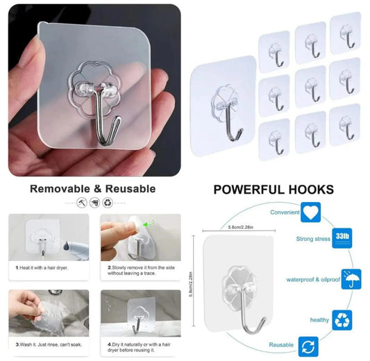 Single Hook Pack of 10 – Adhesive Wall Hooks Home Use